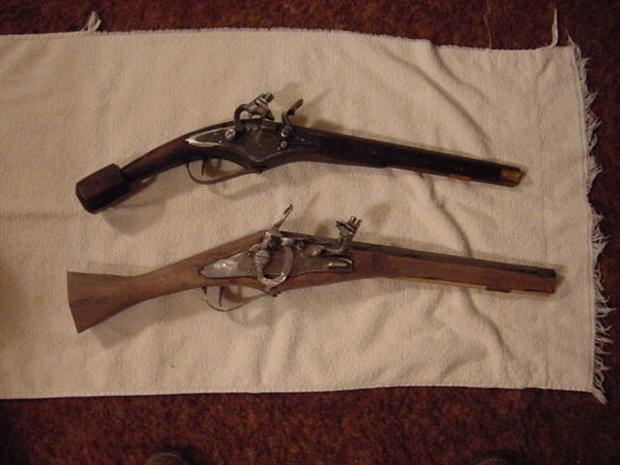replica of old pistols