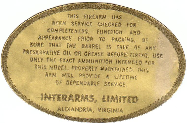 Interarms Sticker
