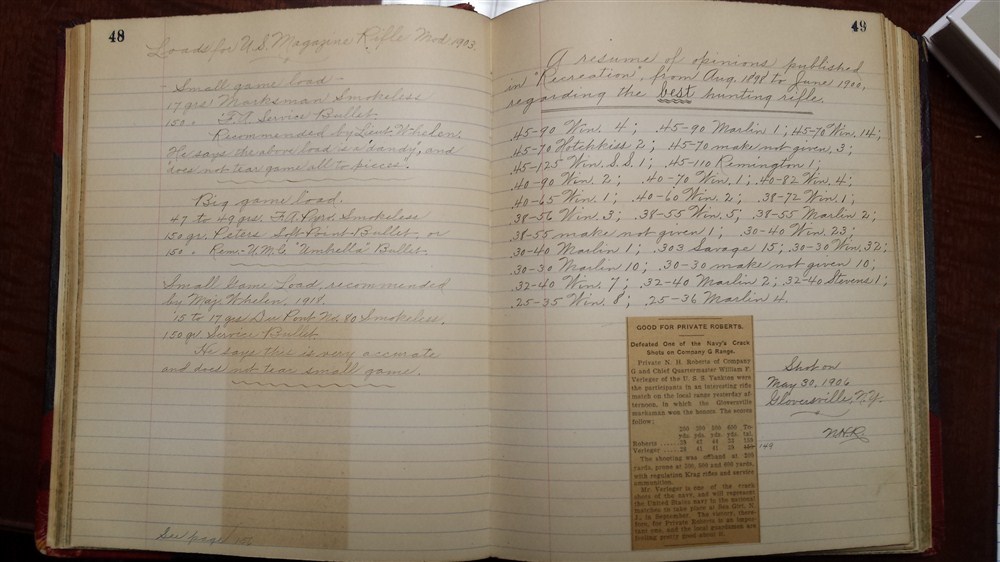 NH Roberts Rifle Notebook