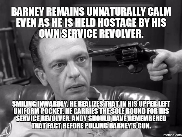 Barney Fife being cunning