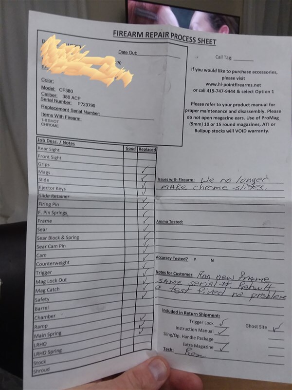 Hi-Point Repair Sheet