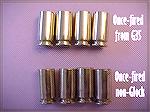 Once-fired .40cal brass from a new Glock 35 compared to once fired brass from a "Brand X" gun.