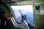 Cruising over Austin, Texas, in a B-17G. This is the starboard waist gun. The aircraft was rebuilt by the Collings foundation as "Old 909" one of the more famous B-17s of WWII.