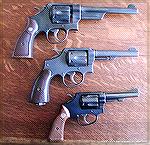Top - .38/44 Heavy Duty (N-Frame)
Middle - Victory Model (K-Frame)
Bottom - Model 33 (J-Frame)