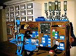 This is a view of Bob Rowe's reloading bench, showing the working area and the shelves and cubby-holes on top.  The single stage RCBS RockChucker press is not quite visible in the lower right corner. 