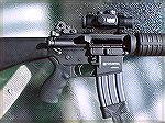 My Dlask lower with an A3 upper installed. Upper is Rock River with a Dlask gas block, ARMS #40 BUIS and a Bushnell Trophy red dot. Front sight is detachable and mounts on the gas block rail.