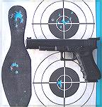 The image shows how I prepare for shooting a pin match:

I start by shooting &quot;slow fire&quot; for precision at 75 feet (10 shots, top right target).

I move the target carrier to 50 feet, and