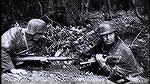 A German soldier (probably Waffen SS) armed with a captured Lee-Enfield No4Mk1(T) sniper rifle after the Normandy Invasion. 