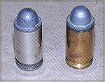 These .45ACP cartridges are from an unknown source.  The bullet shape is one that I don't recall seeing before.  The person that gave them to me was given a few hundred of them in US government cardbo