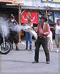 Street shootout in Oatman, Arizona.  The show depicts a confrontation between the Farley clan and the Granger clan (Farley...Granger, get it?) over a supposedly rustled pig.  The Grangers swore they d