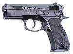 The CZ75 P01 is the compact version of the most recent CZ75, the SP01.  It has the usual CZ75 features plus a rail, and holds 14 rounds of 9mm in its double-stack magazine.