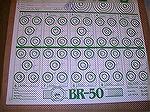 These targets are shot at 50 yards from the bench, using Eley Tenex ammo. White portion of center bull is exactly half the size of a dime, for those of you who never shot BR-50.