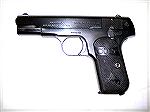 This is my Colt Model M (Hammerless Pocket of 1903) in .32 caliber. It has been refinished and I replaced some of the internals. It was made in 1918.