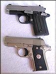 SIG P238, top, Colt Mustang, bottom. Both single action pistols in caliber .380ACP. Photo by Ky-Jim of the Firing Line Forums.