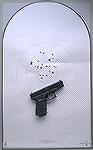 target shot at 75 feet, off hand, with a G19RTF2 9mm.