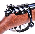 Savage Cub close up, showing the peep sight and accu-trigger.