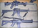 My M&P15, My sons new Bushmaster 7.62x39mm and my Nephew's new SIG556.