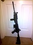 This is my first AR-15. It's from the Smith and Wesson M&P Line, specifically, their model "R" chambered in 5.45X39. This rifle looks completely different from when I started it. I changed out the gri