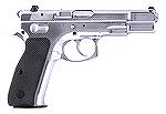 CZ75 High Polish stainless steel right side.  16 +1 9mmP, DA/SA, C1-capable. Non-ambidextrous.