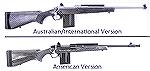 This shows the difference between the American and international versions of Ruger's Gunsite Scout rifle.