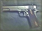 Norwegian 1914 / 1911 Left Side. Note the Slide Stop and how it is located for one handed operation.