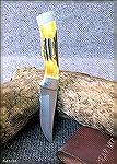 Small Bear sheath knife with antler scales.