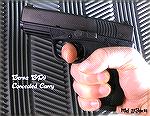 Bersa BP9 Concealed Carry 9mm.  Polymer frame.  Rear sight dovetail cut for Glock sights, front sight dovetail cut for SIG sights, SIG #8 is standard.  8+1 capacity.
