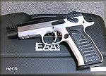 EAA Witness Elite Match in .38 Super +P by Tanfoglio.  This is a single action-only pistol and can only be carried cocked and locked.  The magazine holds seventeen rounds.