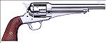 Beretta/Uberti "1875 Single-Action Army Outlaw," a clone of the Remington Model 1875.  Offered in full nickel plating or with case-hardened frame and blued steel barrel and grip frame.  Barrel here is