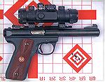 This Ruger 22-45 and Matchdot II red dot sight form a budget Bulls Eye .22 pistol. 