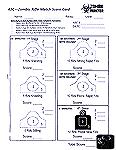 Scorecard from our locally created "Zombie" match.  The three targets on the left are engaged within a time period of ten-minutes from the three different positions.  Targets on the right are probably