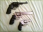 Top to Bottom: 
Smith & Wesson 1917 .45 ACP
Smith & Wesson 610  10MM
Smith & Wesson 940  9MM