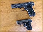 Colt 1903 Pocket Hammerless and the Colt Model 1908. The 1908 is very small and chambered in .25ACP. 