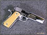 My hard-chromed Iver johnson 1911A1 in .38 Super.  I switched the stocks for a set of checkered maple ones from lsgrips.com.