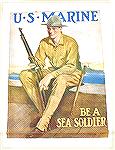 Original U.S Marine recruitment poster from WWI recently for sale at International Military Antiques.  I found the image decidedly less fierce than later samples I've seen from WWII.