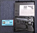 A first for me, a Walther PP Super chambered in 9x18 Ultra kind of a failed attempt to maximize the blowback capabilities and get a bit above .380 ACp.
This particular gun came with 2ahazines, manual