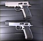 Picked up an EAA Witness Match in .38 Super. The bottom pistol is the Match variant which allows replacement sights and a skeleton hammer along with one of the nicest single action triggers I have eve