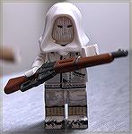 Military Brick Mania figure with Winchester 1895 lever action. 