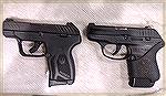New Ruger LCP Max on the left, old Gen 1 LCP on the right with my modifications. 