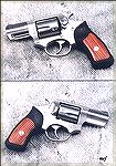 One of the less common Ruger revolvers that are chambered for an auto pistol round, the 9x19.  This gun uses five round full moon clips.  (See Image Gallery photo #576, titled "9mm Moon Clips.")  Rose