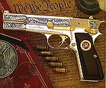 A highly engraved gold FN Hi-Power honoring the 2nd Amendment of the U.S. Constitution
