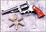 5.5" stainless steel Ruger Redhawk in .44 Magnum.  One of the prettiest revolvers ever, at least from Ruger!

(Photo by Mark Eric Freburg, copyright 2000 all rights reserved.)