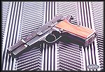 FEG PJK9HP 9mm Pistol with Hogue Pau Ferro Grips and Novak LoMount sights installed by pistolsmith Kurt Wickman of Athens, Ohio.  Note the bushing extension protecting the muzzle crown as well as the 